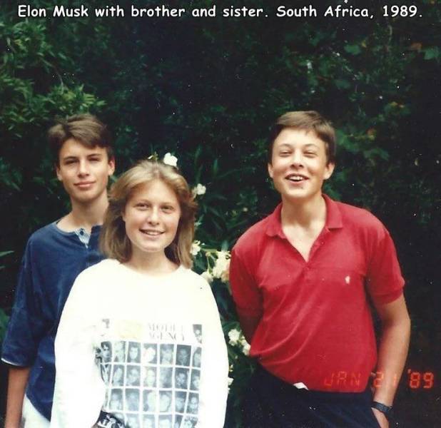 Elon Musk - Elon Musk with brother and sister. South Africa, 1989. WAN289