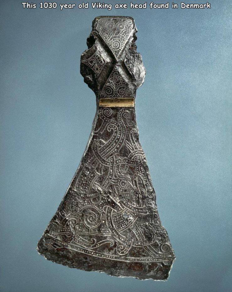 viking art - This 1030 year old Viking axe head found in Denmark pe .