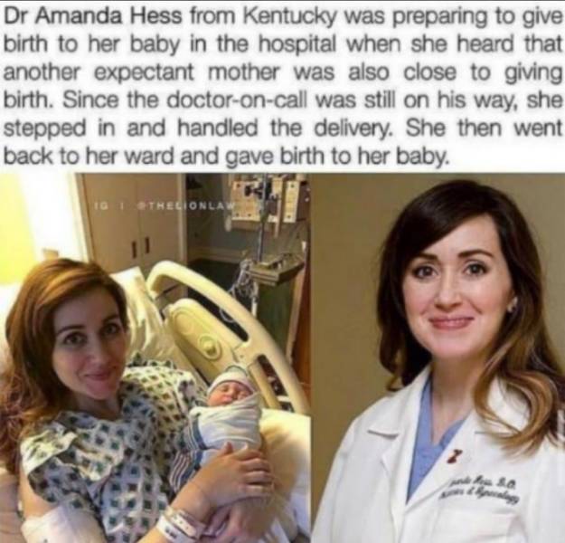 baby deliver - Dr Amanda Hess from Kentucky was preparing to give birth to her baby in the hospital when she heard that another expectant mother was also close to giving birth. Since the doctoroncall was still on his way, she stepped in and handled the de