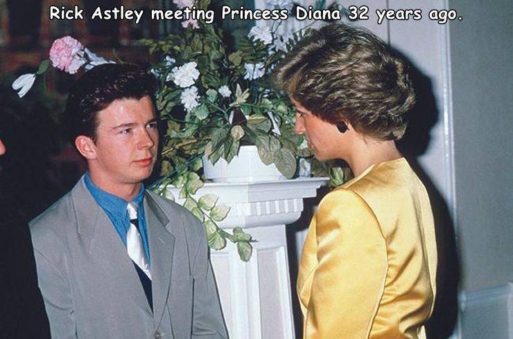 Rick Astley meeting Princess Diana 32 years ago.