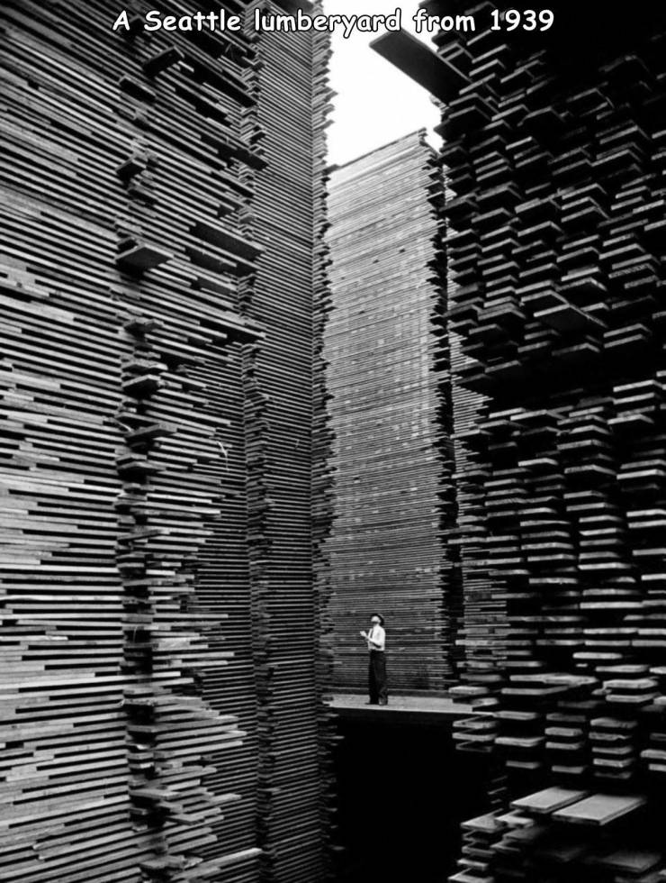 alfred eisenstaedt lumberyard - A Seattle lumberyard from 1939