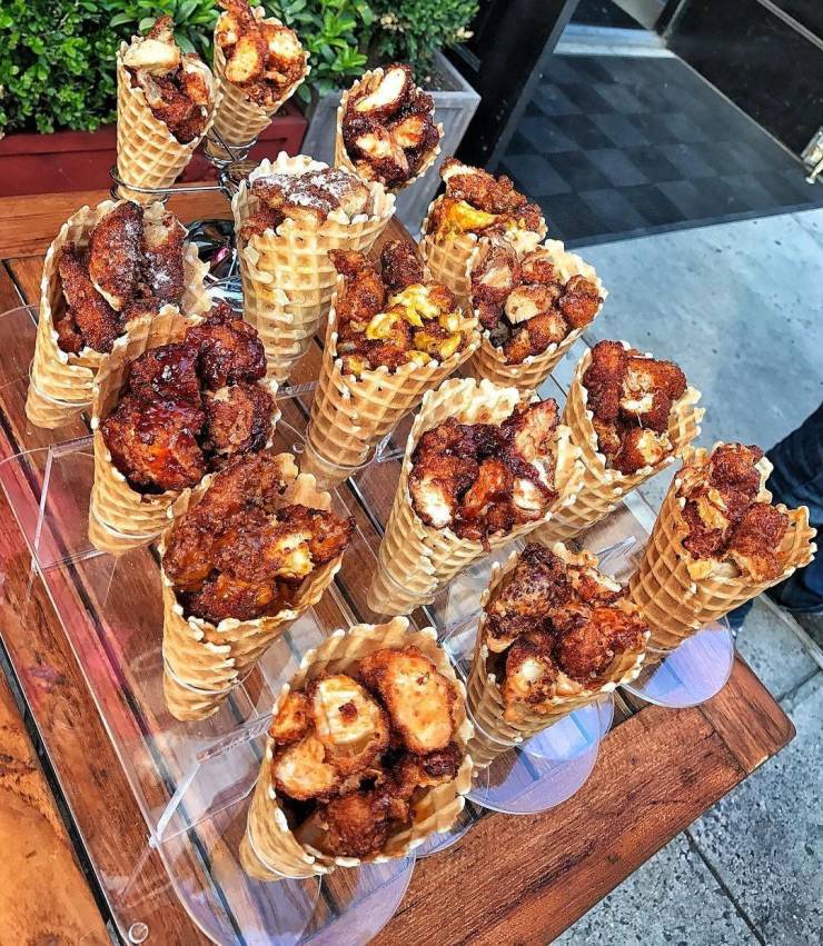 fried chicken waffle cones