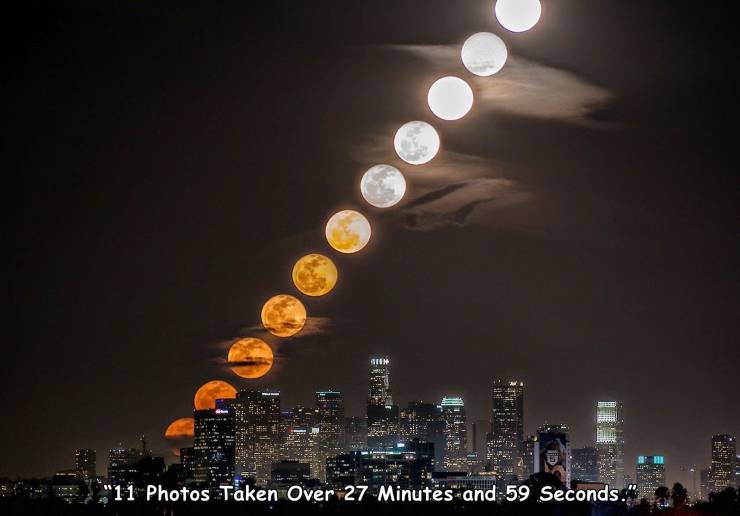 shots of the moon - "11 Photos Taken Over 27Minutes and 59 Seconds."