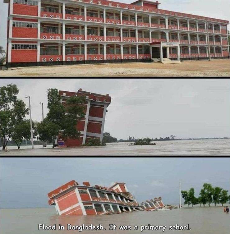 random pics and memes - condominium - Solo Solo 0183 Flood in Bangladesh. It was a primary school.