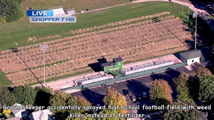 Groundskeeper accidentally sprayed high school football field with weed killer instead of fertilizer