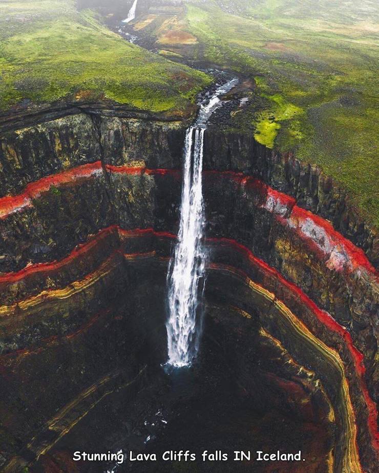 funny random pics - iceland lava cliff waterfall - Stunning Lava Cliffs falls In Iceland.