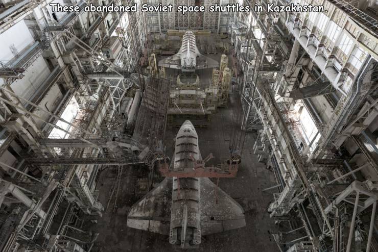 cool pics - abandoned spacecraft russia - These abandoned Soviet space shuttles in Kazakhstan.