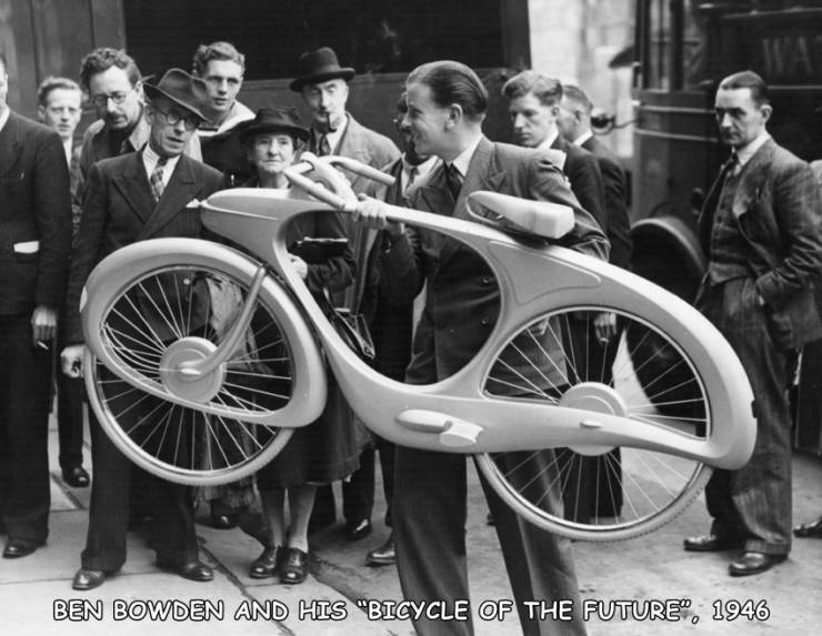 cool pics - bicycle of the future de ben bowden 1946 - Ben Bowden And His "Bicycle Of The Future", 1946