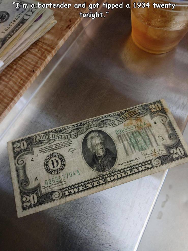 cash old $20 bill - I'm a bartender and got tipped a 1934 twenty tonight
