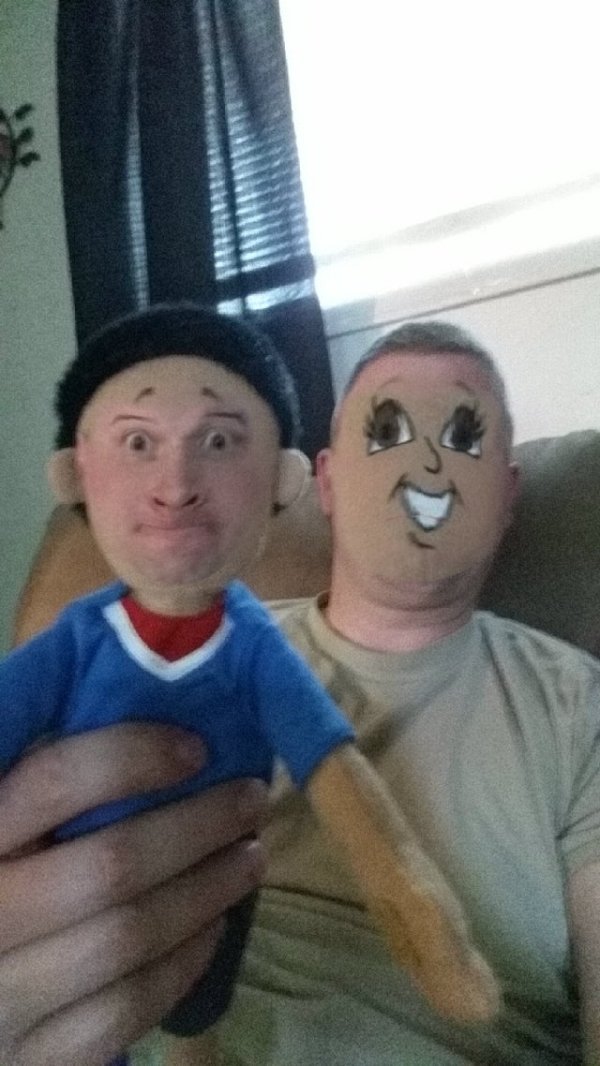 guy's face swapped with a doll