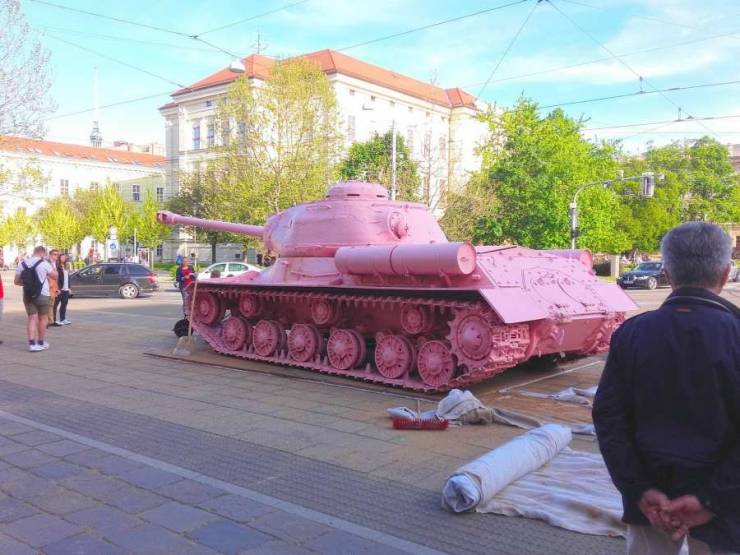 pink military tanks