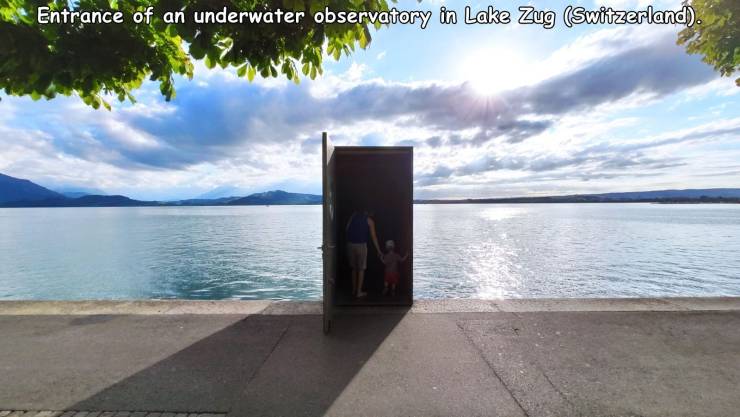 Zug - Entrance of an underwater observatory in Lake Zug Switzerland.