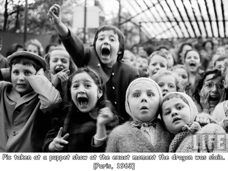 alfred eisenstaedt - Pic taken at a puppet show at the exact moment the dragon was slain. Paris, 1963