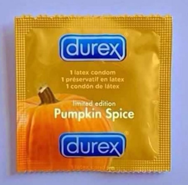 pumpkin spice condoms - durex 1 latex condom 1 prservatif en latex 1 condn de ltex limited edition Pumpkin Spice durex