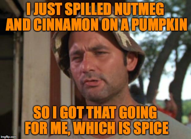 bill murray caddyshack - I Just Spilled Nutmeg And Cinnamon On A Pumpkin So I Got That Going For Me, Which Is Spice imgflip.com