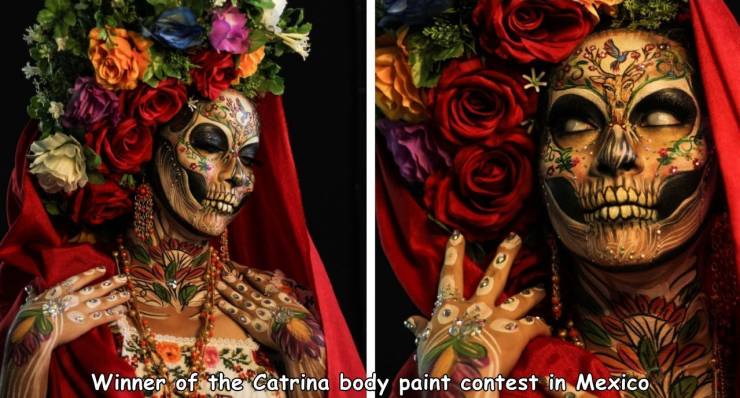 tradition - Winner of the Catrina body paint contest in Mexico