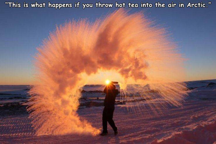 best photograph ever taken - "This is what happens if you throw hot tea into the air in Arctic."