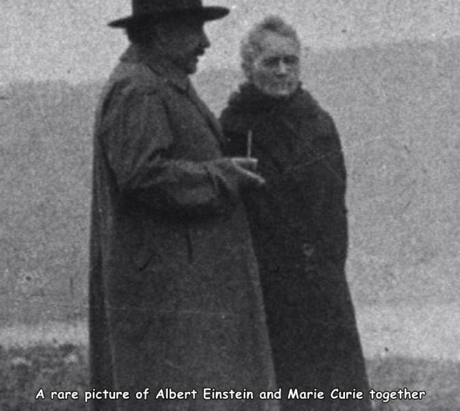 marie curie and albert einstein - A rare picture of Albert Einstein and Marie Curie together