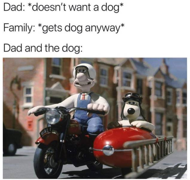 wallace and gromit stills - Dad doesn't want a dog Family gets dog anyway Dad and the dog Wal