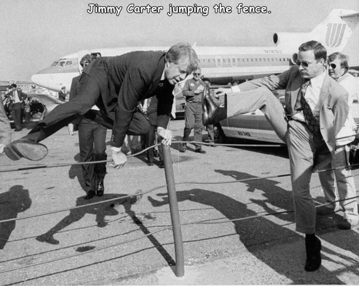 funny random pics - jimmy carter jumping fence - Jimmy Carter jumping the fence. 30 1