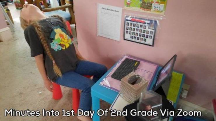 funny pics - room - Minutes Into 1st Day Of 2nd Grade Via Zoom
