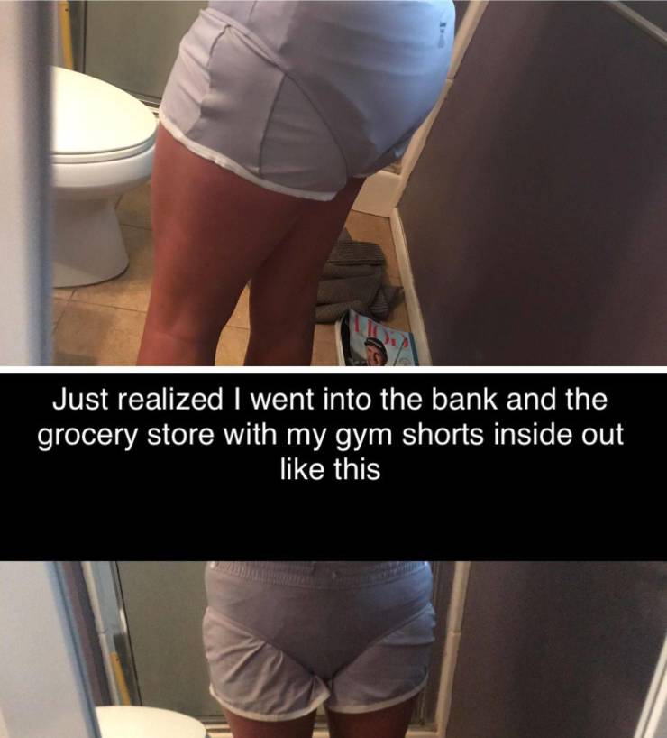 random pics - thigh - Just realized I went into the bank and the grocery store with my gym shorts inside out this