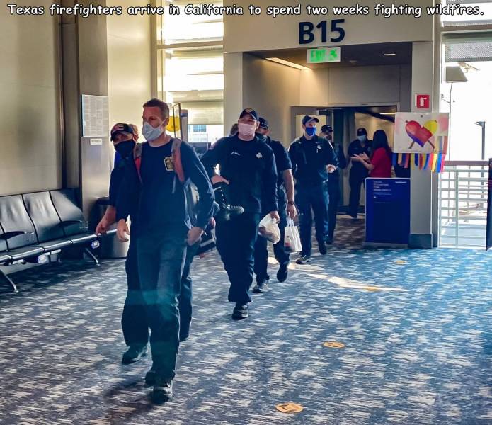 leisure - Texas firefighters arrive in California to spend two weeks fighting wildfires. B15