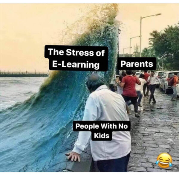 funny meme - The Stress of ELearning Parents People With No Kids