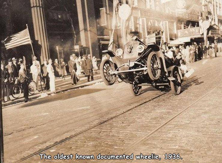 first wheelie ever photographed - The oldest known documented wheelie, 1936.