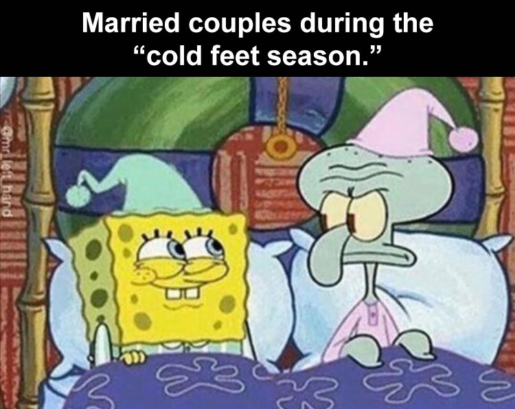 spongebob squarepants and squidward - Married couples during the "cold feet season." ams left hand