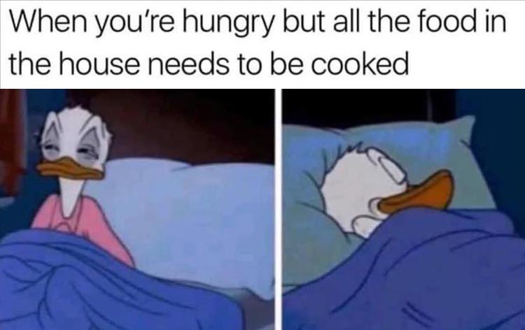 study mood meme - When you're hungry but all the food in the house needs to be cooked