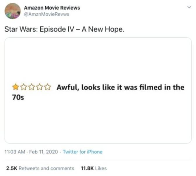 paper - Amazon Movie Reviews Star Wars Episode Iv A New Hope. Awful, looks it was filmed in the 70s Twitter for iPhone and