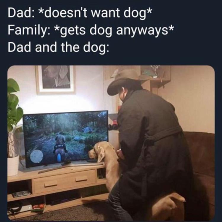 Dad doesn't want dog Family gets dog anyways Dad and the dog