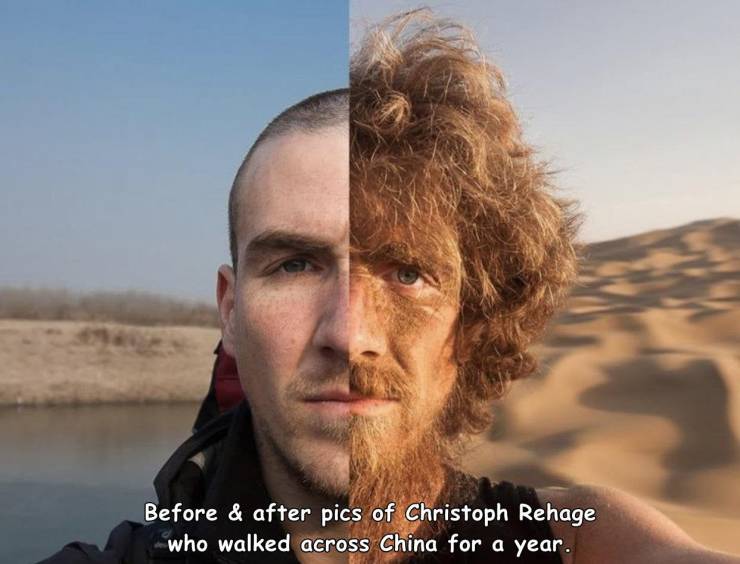 beard journey - Before & after pics of Christoph Rehage who walked across China for a year.