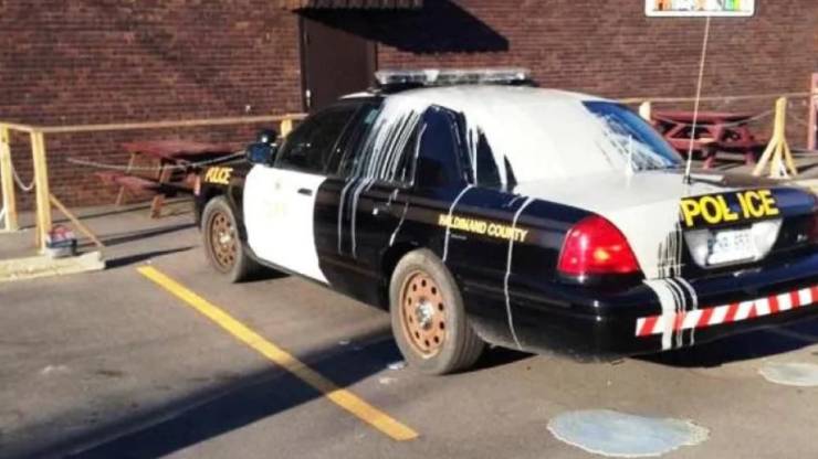 fascinating photos - dump paint on police car