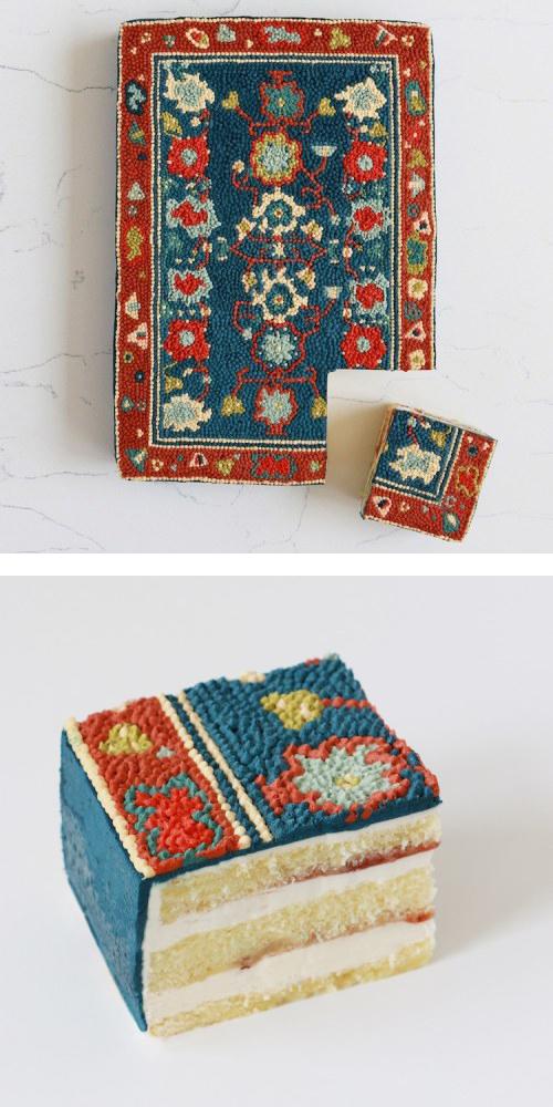 fascinating photos - sheet cake that looks like a persian rug