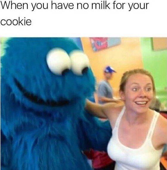 dark cookie monster - When you have no milk for your cookie