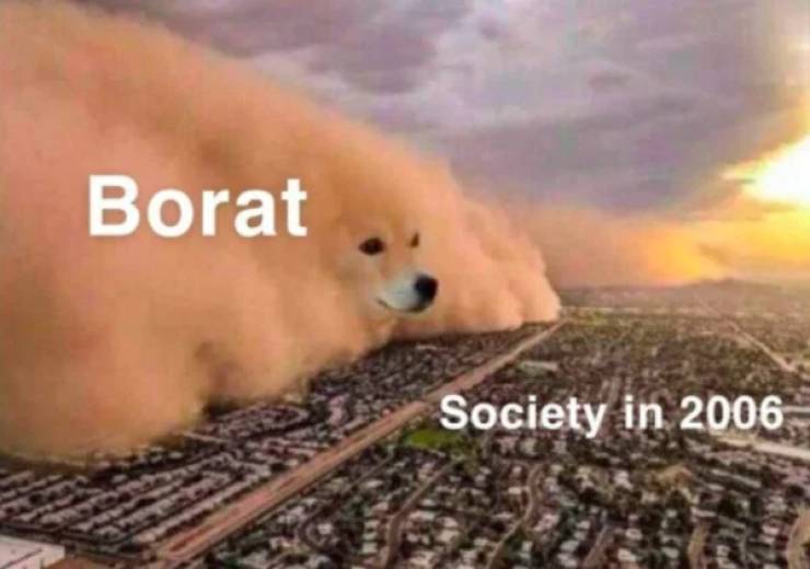 doge cloud meme template - Borat Society in 2006