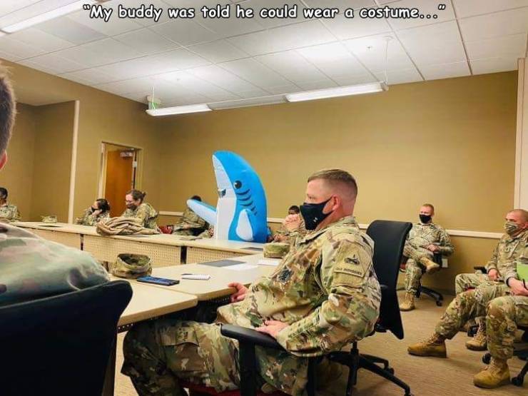 staff - "My buddy was told he could wear a costume...