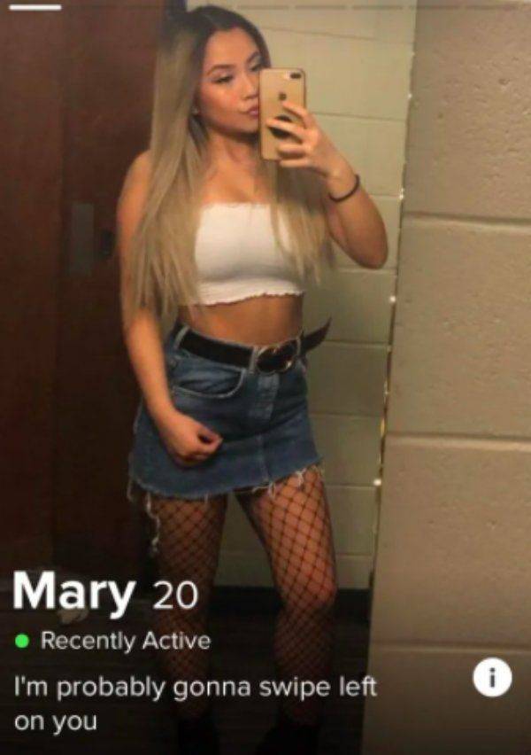 thigh - Mary 20 . Recently Active I'm probably gonna swipe left on you
