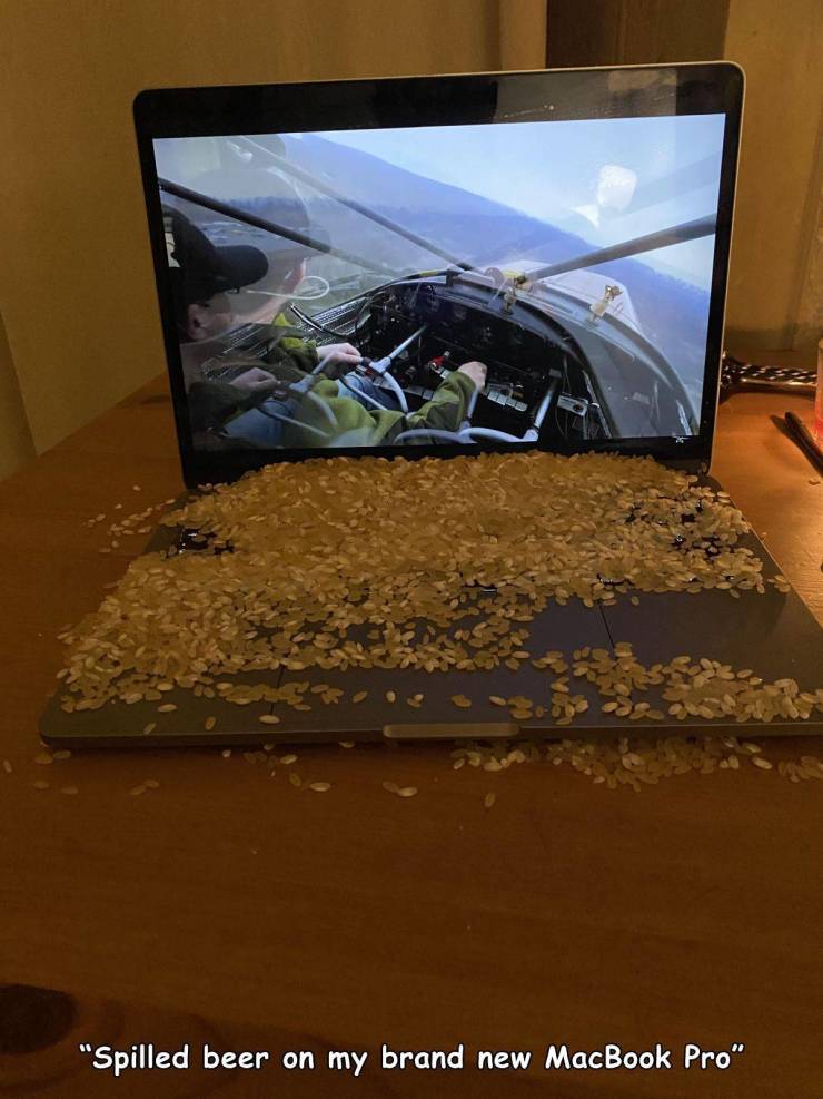 "Spilled beer on my brand new MacBook Pro"