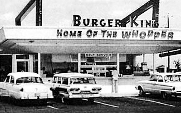 Burger King, 1953 Keith G Cramer, who owned Keith's Drive-In Restaurant in Daytona Beach, FL, partnered with his father-in-law to start the company. It was originally called Insta-Burger King.

When Insta-Burger King ran into financial difficulties in 1954, its two Miami-based franchisees David Edgerton and James McLamore purchased the company and renamed it Burger King. In the five decades that followed, the company changed hands a whopping four times.

The 1970s were considered to be BK's 'golden age.'