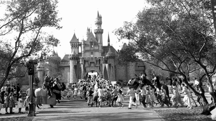 Disneyland, 1955 Disneyland originally opened in Anaheim, California on Sunday, July 17th, 1955 with a total of 18 attractions. The park now has 51 attractions.

When the park opened, admission was just $1. It's now $99. Over 84 million Mickey Mouse ears have been sold since Disneyland opened, making the ears the most popular Disneyland souvenir of all time.

As of December 2018, Disneyland had the largest cumulative attendance than any other theme park in the world. It has had more than 726 million visits since opening its doors.