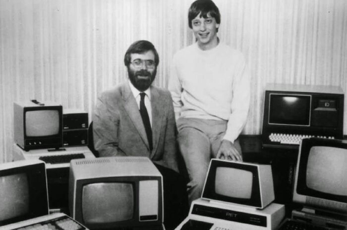 Microsoft, 1975 In an Albuquerque garage, in 1975, friends Bill Gates and Paul Allen started Microsoft—originally named Micro-Soft, for microprocessors and software—to develop software for the Altair 8800, an early personal computer.

Microsoft dominated the personal computer operating system market with MS-DOS in the 1980s, followed by the success of Microsoft Windows. After the company's 1986 initial public offering (aka IPO) and the rise in tis share price, around 12k millionaires and 3 billionaires were created among Microsoft employees.