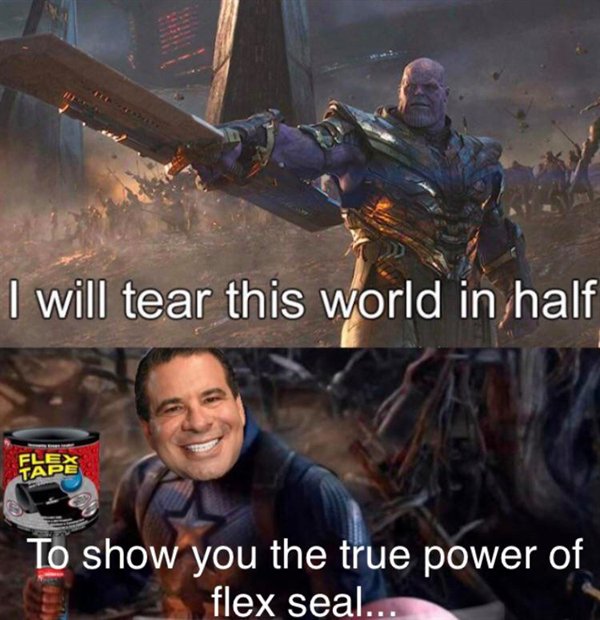 thanos with his army - I will tear this world in half Flex Tape To show you the true power of flex seal...