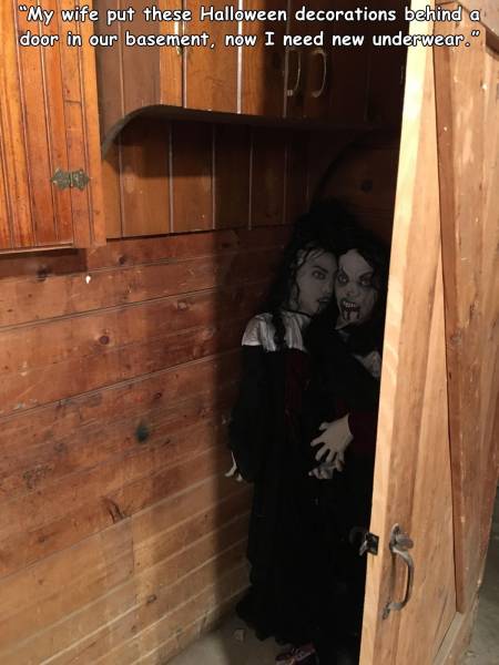 cool random pics - floor - "My wife put these Halloween decorations behind a door in our basement, now I need new underwear."