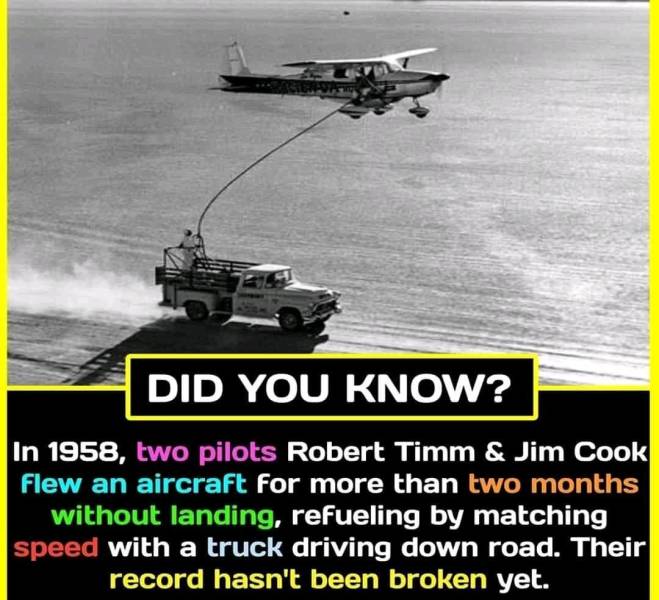 cool random pics - helicopter rotor - Did You Know? In 1958, two pilots Robert Timm & Jim Cook Flew an aircraft for more than two months without landing, refueling by matching speed with a truck driving down road. Their record hasn't been broken yet.