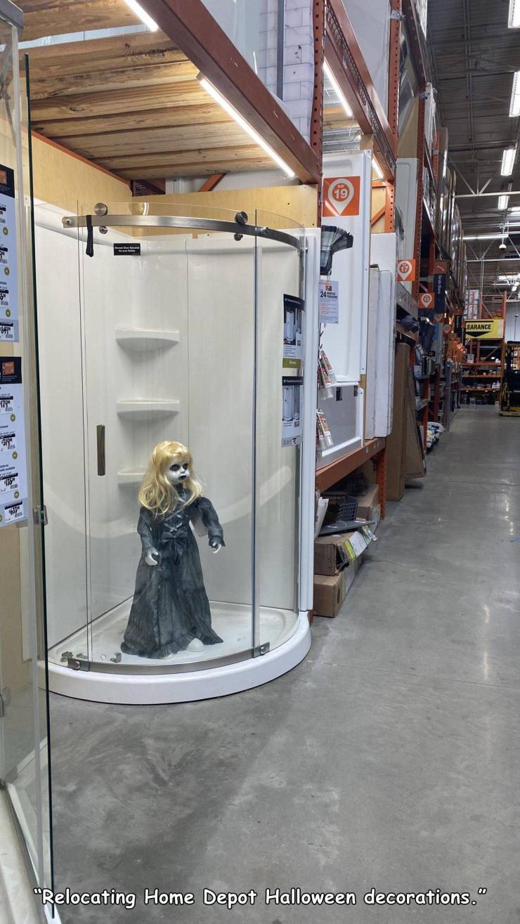 cool random pics - machine - O Learance M Fi "Relocating Home Depot Halloween decorations."