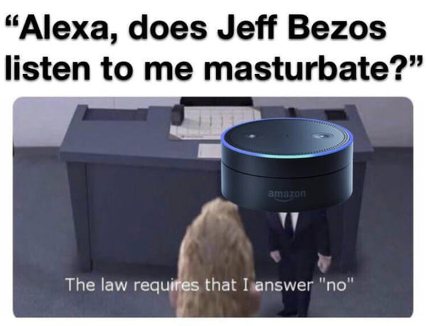 multimedia - "Alexa, does Jeff Bezos listen to me masturbate?" amazon The law requires that I answer "no"