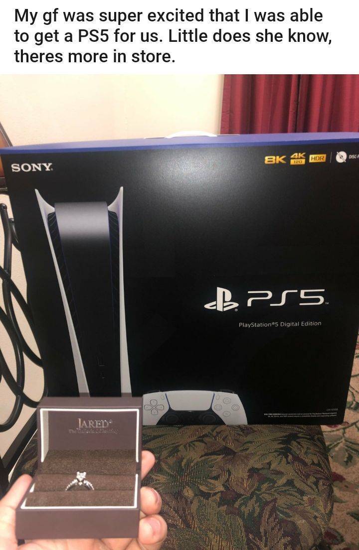 cool pics - multimedia - My gf was super excited that I was able to get a PS5 for us. Little does she know, theres more in store. Bk 120 Ak Hdr Disch Sony BPS5. PlayStation5 Digital Edition Jared Then."